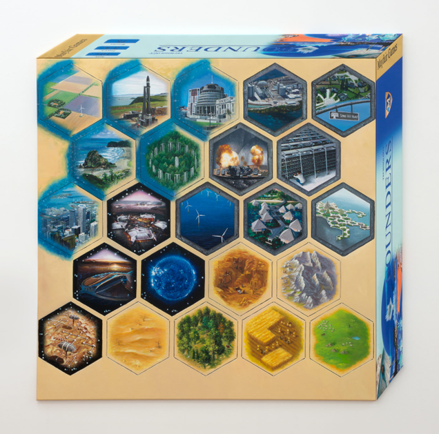 A painting of the box for Founders. Image: Michael Lett Gallery